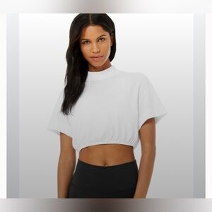Alo Yoga Mock Neck Crop Tshirt in White